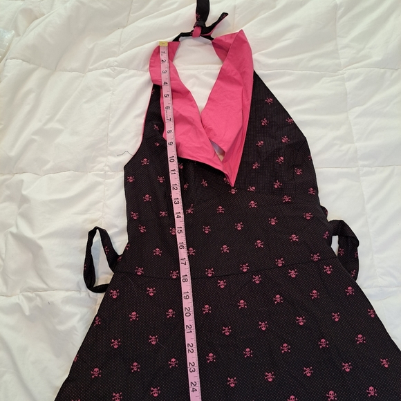 Dead Threads Goth Dress 1950s Retro Style Pin Up Pink Black Skull Halloween Sz M - Picture 9 of 11